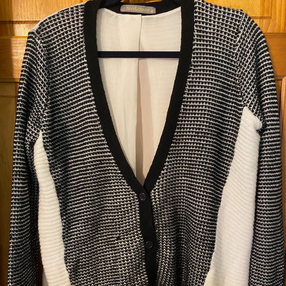 B&W Cardigan with Sheer Back